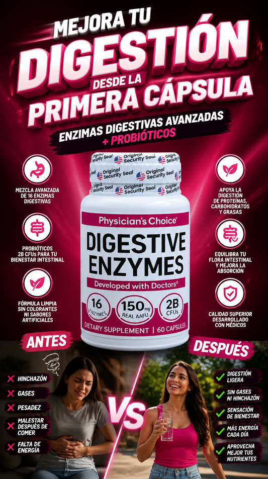 Enzimas Digestivas Avanzadas + Probióticos | 60 Cápsulas